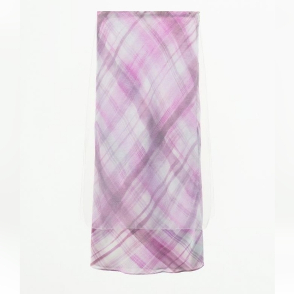 Zara Plaid Organza Skirt Sz-L - Picture 4 of 7